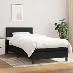vidaXL Boxspring met matras stof zwart 80x200 cm