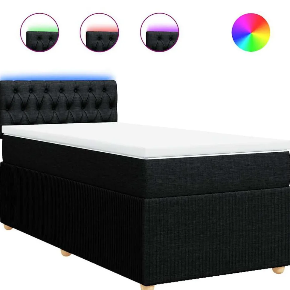 vidaXL Boxspring met matras stof zwart 80x200 cm