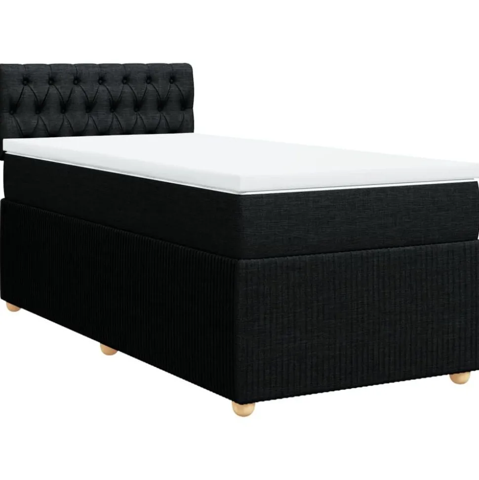 vidaXL Boxspring met matras stof zwart 80x200 cm