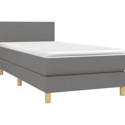vidaXL Boxspring met matras stof donkergrijs 80x200 cm