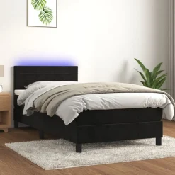 vidaXL Boxspring met matras en LED fluweel zwart 80x200 cm