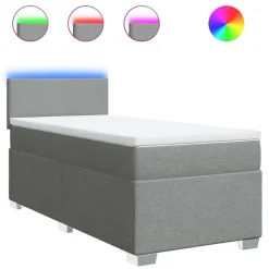 vidaXL Boxspring met matras stof lichtgrijs 80x200 cm
