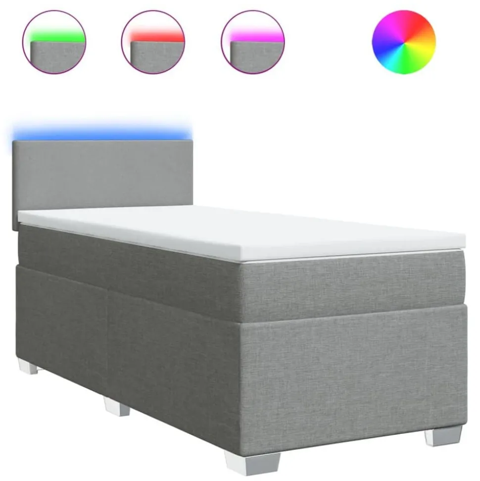vidaXL Boxspring met matras stof lichtgrijs 80x200 cm