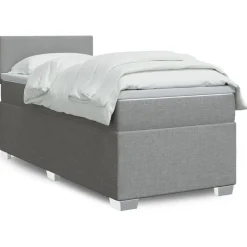 vidaXL Boxspring met matras stof lichtgrijs 80x200 cm