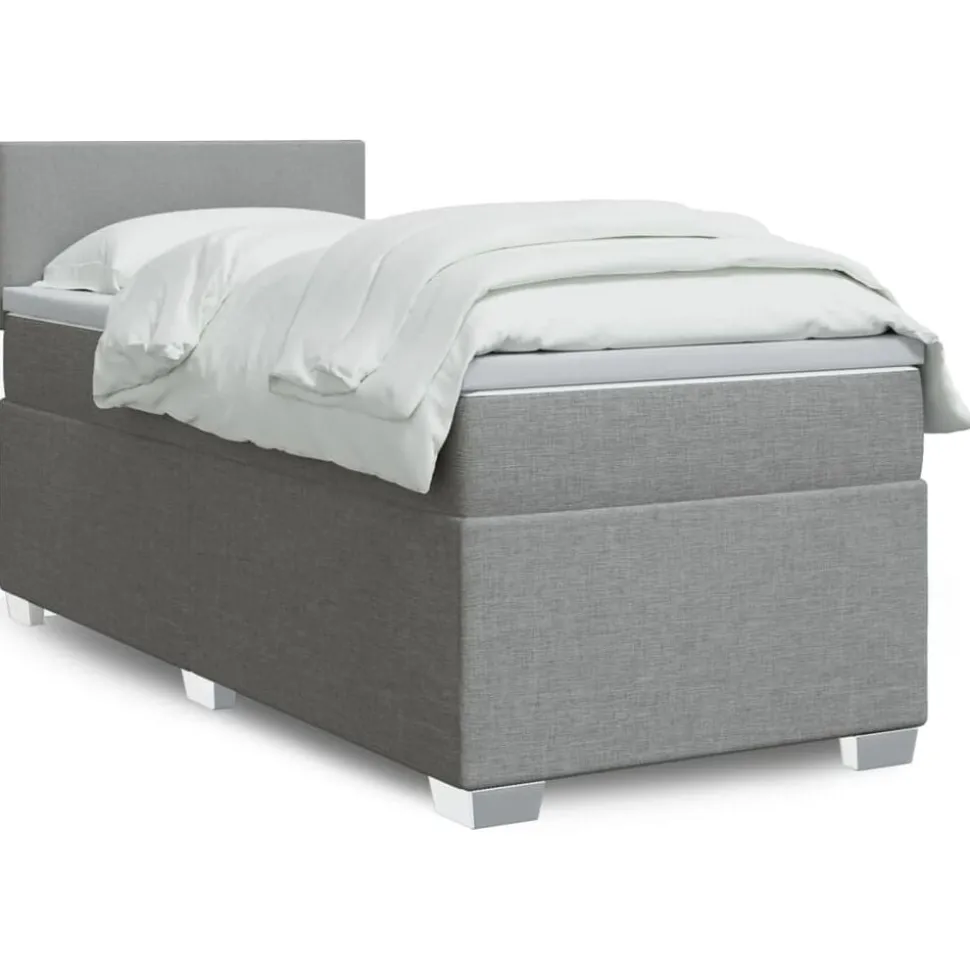 vidaXL Boxspring met matras stof lichtgrijs 80x200 cm