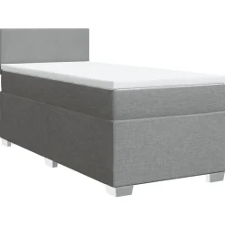 vidaXL Boxspring met matras stof lichtgrijs 80x200 cm