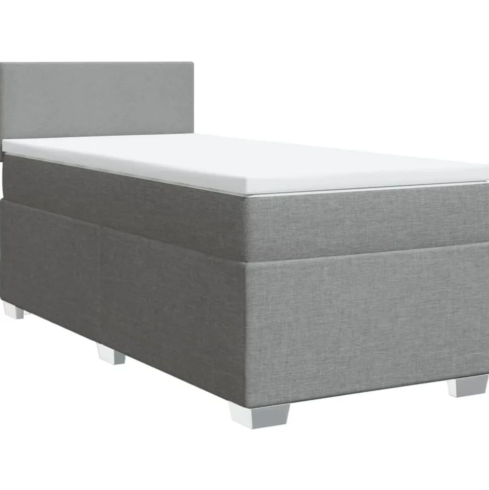 vidaXL Boxspring met matras stof lichtgrijs 80x200 cm
