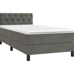 vidaXL Boxspring met matras en LED fluweel donkergrijs 80x200 cm