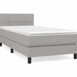 vidaXL Boxspring met matras stof lichtgrijs 80x200 cm