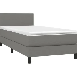 vidaXL Boxspring met matras en LED stof donkergrijs 80x200 cm