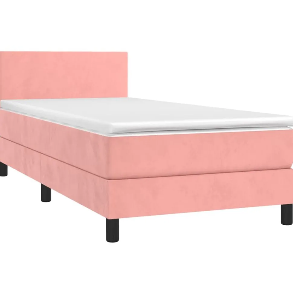 vidaXL Boxspring met matras en LED fluweel roze 80x200 cm