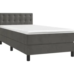 vidaXL Boxspring met matras en LED fluweel donkergrijs 80x200 cm