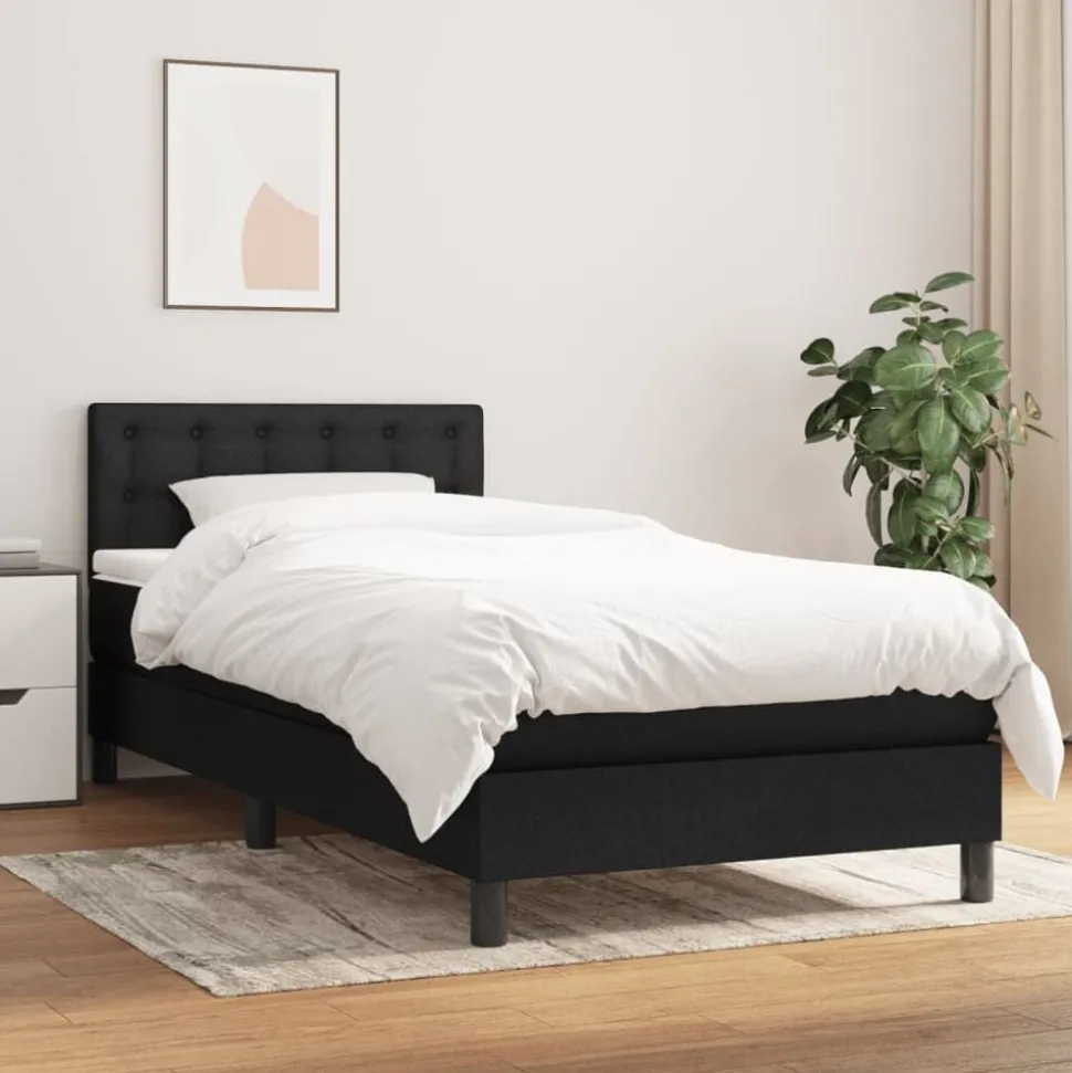 vidaXL Boxspring met matras stof zwart 80x200 cm