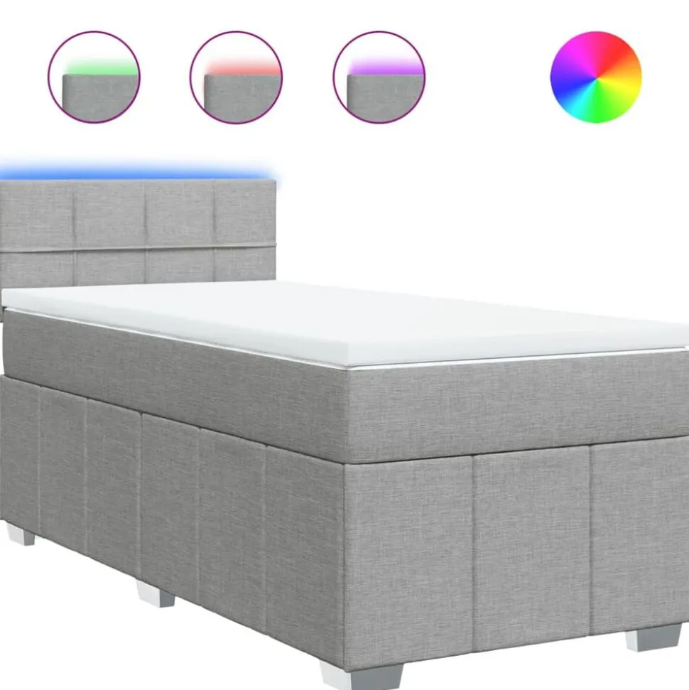 vidaXL Boxspring met matras stof lichtgrijs 80x200 cm