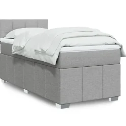 vidaXL Boxspring met matras stof lichtgrijs 80x200 cm