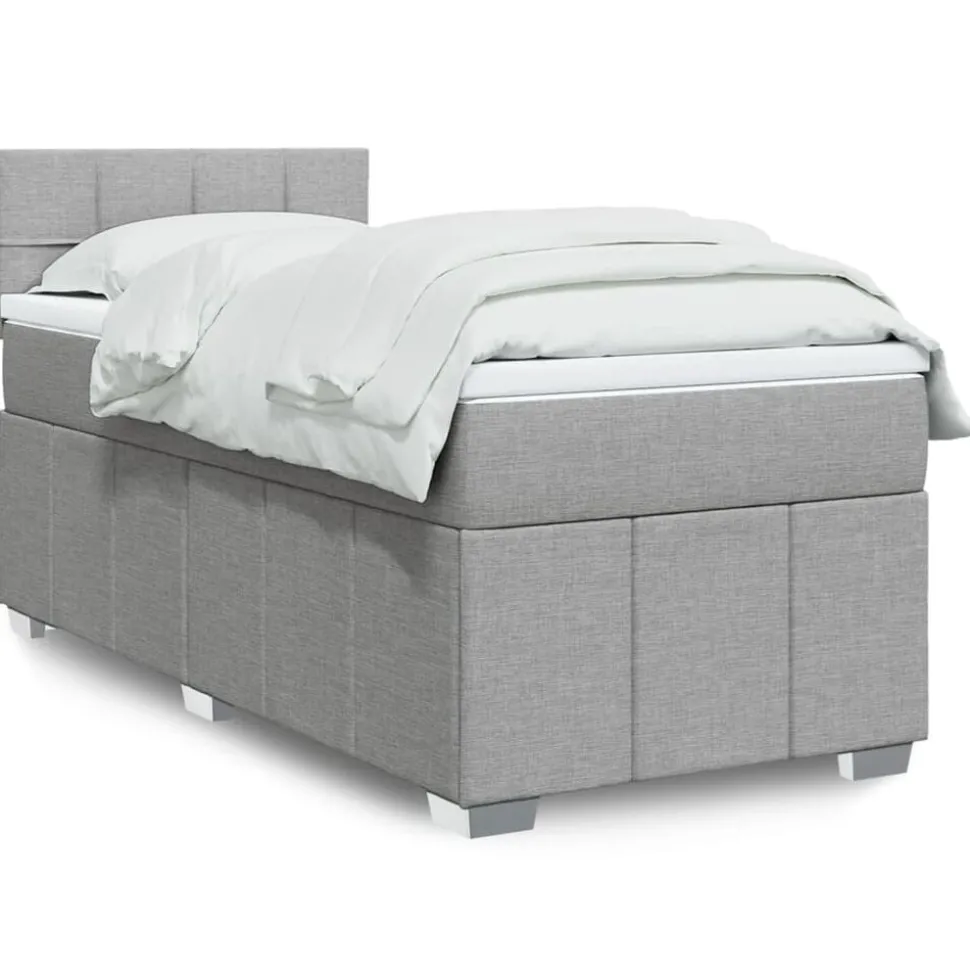 vidaXL Boxspring met matras stof lichtgrijs 80x200 cm