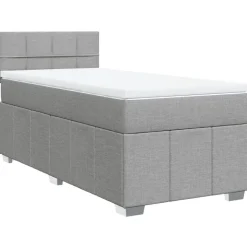 vidaXL Boxspring met matras stof lichtgrijs 80x200 cm