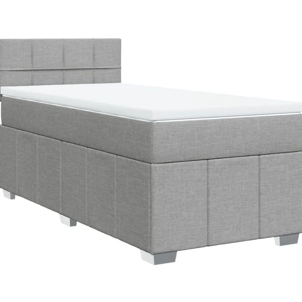 vidaXL Boxspring met matras stof lichtgrijs 80x200 cm