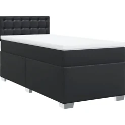 vidaXL Boxspring met matras kunstleer zwart 80x200 cm