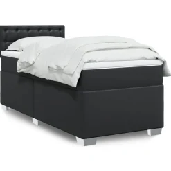 vidaXL Boxspring met matras kunstleer zwart 80x200 cm