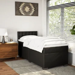 vidaXL Boxspring met matras kunstleer zwart 80x200 cm