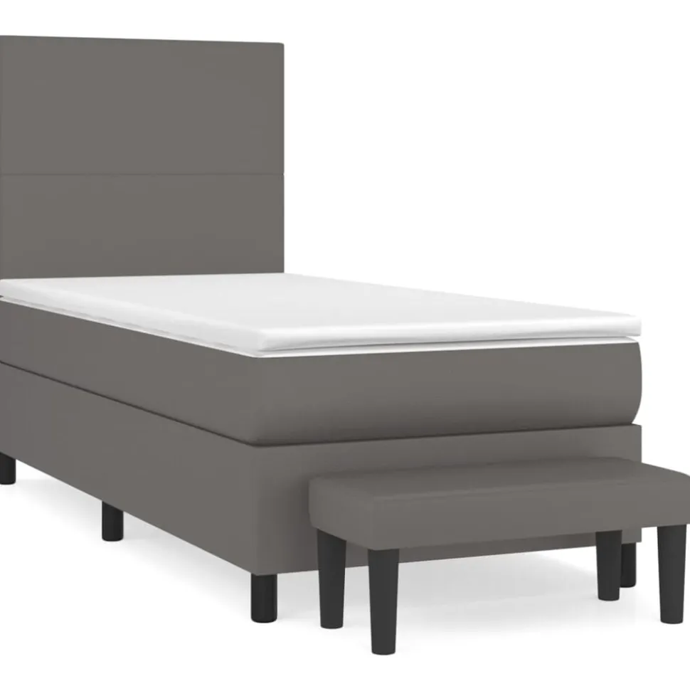 vidaXL Boxspring met matras kunstleer grijs 80x200 cm
