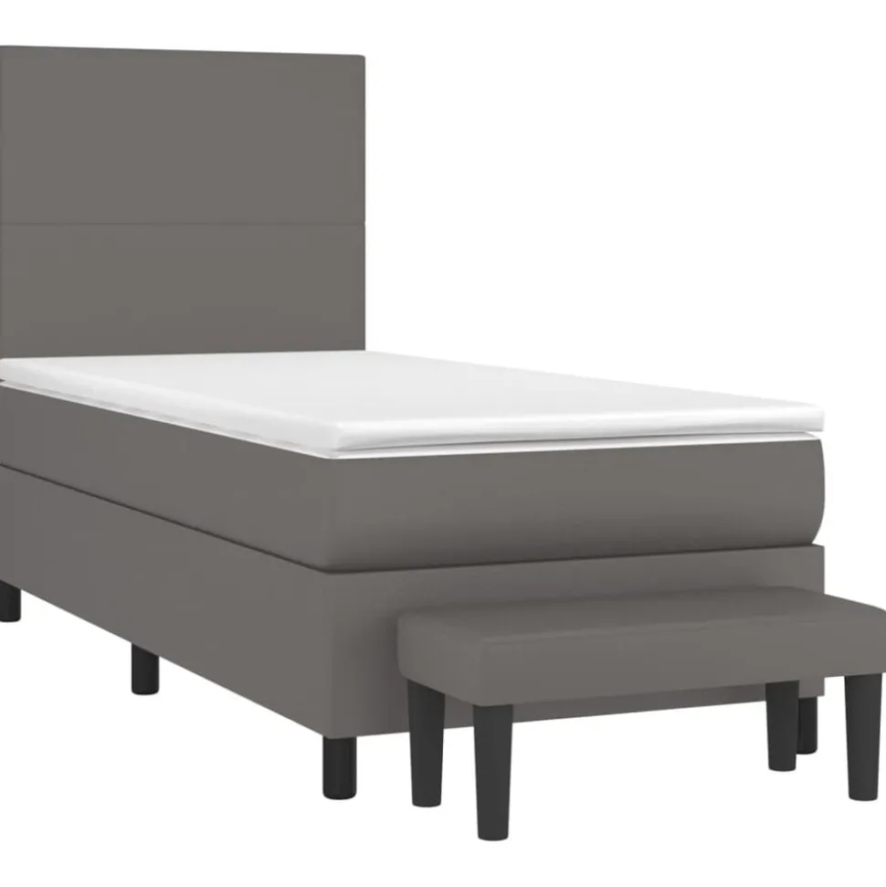 vidaXL Boxspring met matras kunstleer grijs 80x200 cm
