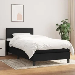 vidaXL Boxspring met matras stof zwart 80x200 cm