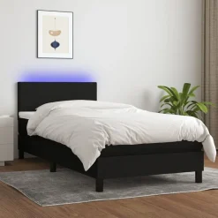vidaXL Boxspring met matras en LED stof zwart 80x200 cm