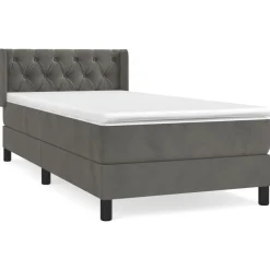 vidaXL Boxspring met matras fluweel donkergrijs 80x200 cm