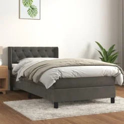 vidaXL Boxspring met matras fluweel donkergrijs 80x200 cm