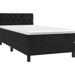 vidaXL Boxspring met matras en LED fluweel zwart 80x200 cm