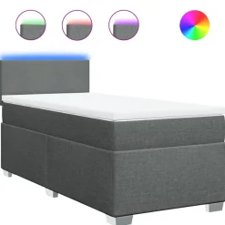 vidaXL Boxspring met matras stof donkergrijs 80x200 cm