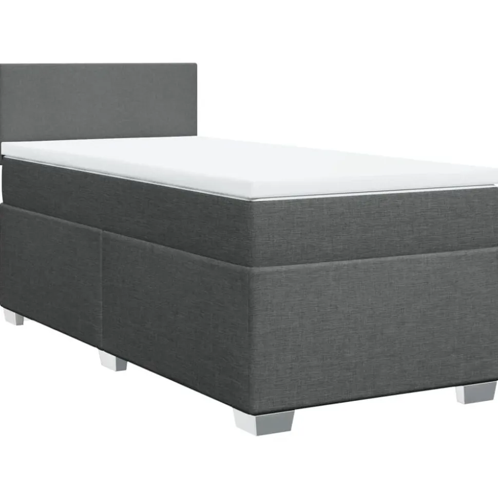 vidaXL Boxspring met matras stof donkergrijs 80x200 cm