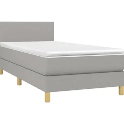 vidaXL Boxspring met matras stof lichtgrijs 80x200 cm