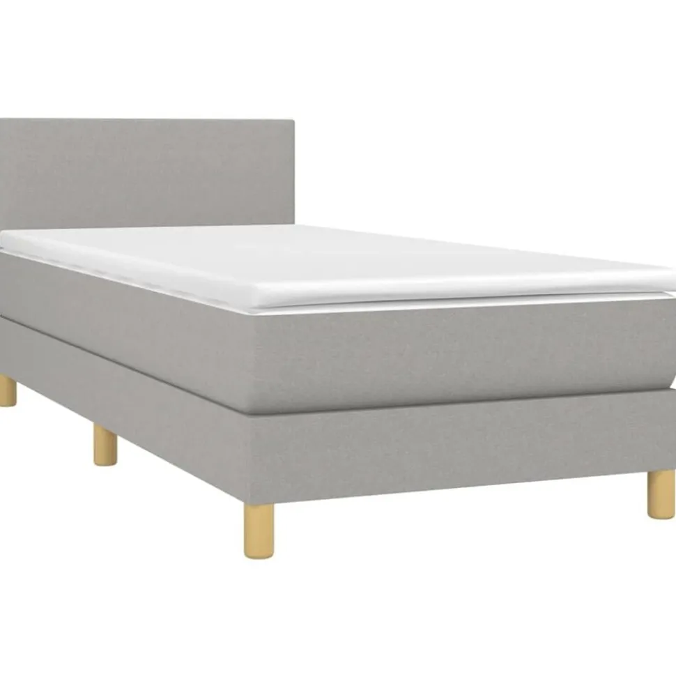 vidaXL Boxspring met matras stof lichtgrijs 80x200 cm