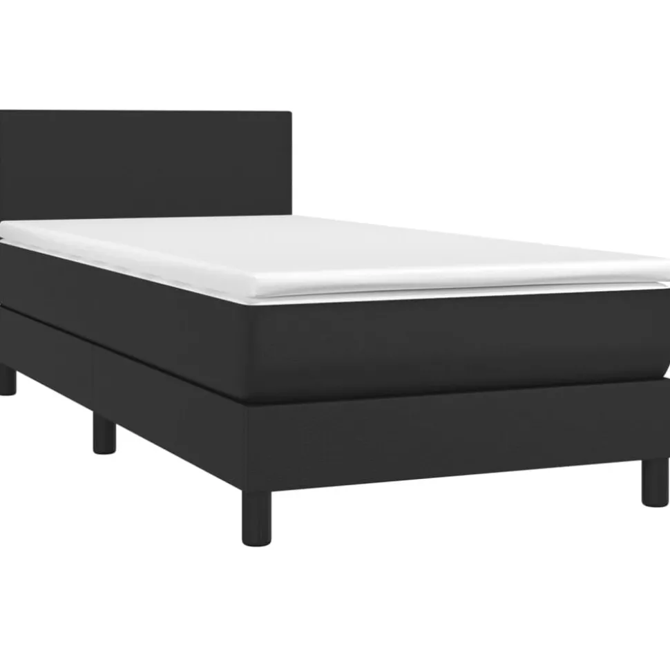 vidaXL Boxspring met matras en LED kunstleer zwart 80x200 cm