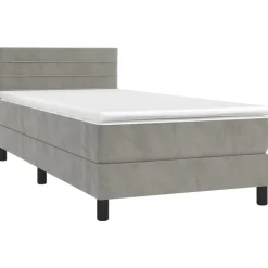 vidaXL Boxspring met matras en LED fluweel lichtgrijs 80x200 cm