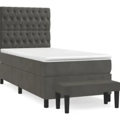 vidaXL Boxspring met matras fluweel donkergrijs 80x200 cm