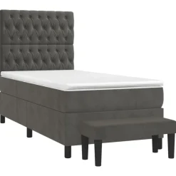 vidaXL Boxspring met matras fluweel donkergrijs 80x200 cm