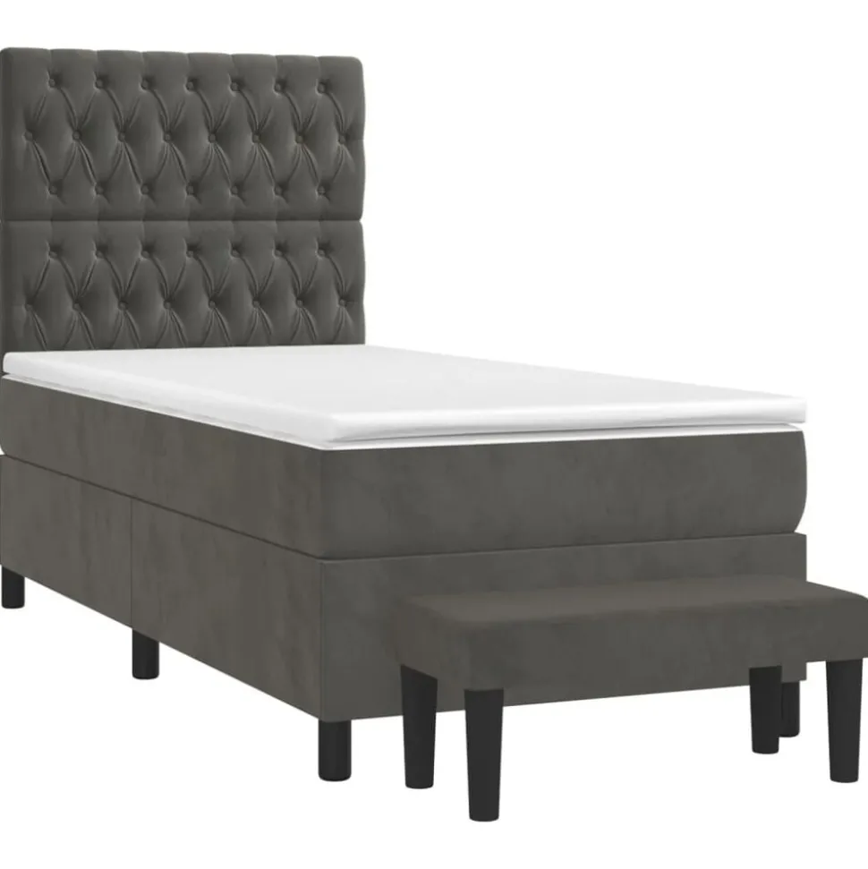 vidaXL Boxspring met matras fluweel donkergrijs 80x200 cm