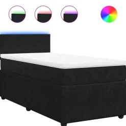 vidaXL Boxspring met matras fluweel zwart 80x200 cm