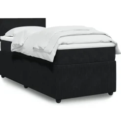 vidaXL Boxspring met matras fluweel zwart 80x200 cm