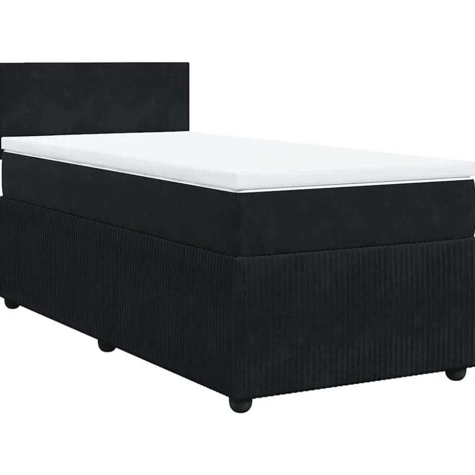 vidaXL Boxspring met matras fluweel zwart 80x200 cm