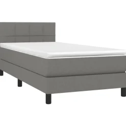 vidaXL Boxspring met matras en LED stof donkergrijs 80x200 cm