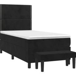 vidaXL Boxspring met matras fluweel zwart 80x200 cm