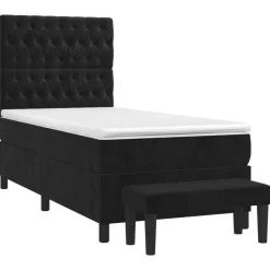 vidaXL Boxspring met matras fluweel zwart 80x200 cm