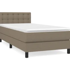 vidaXL Boxspring met matras stof taupe 80x200 cm