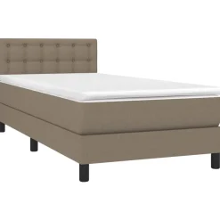 vidaXL Boxspring met matras stof taupe 80x200 cm