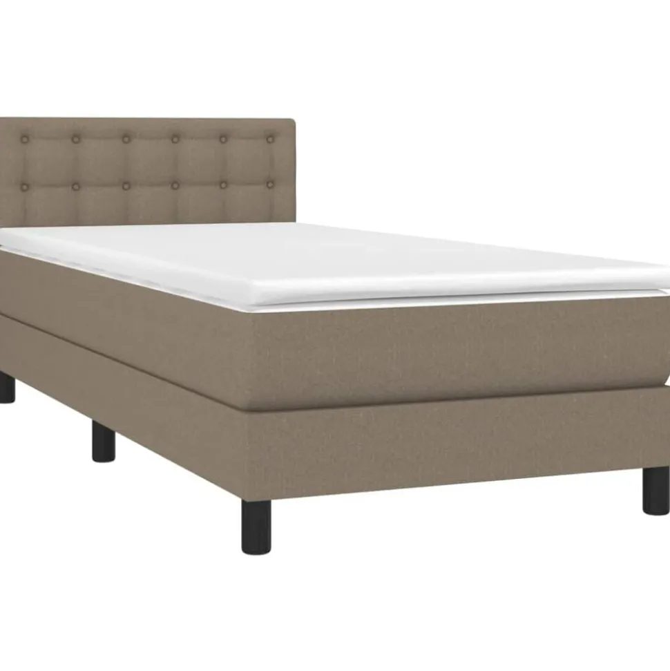 vidaXL Boxspring met matras stof taupe 80x200 cm